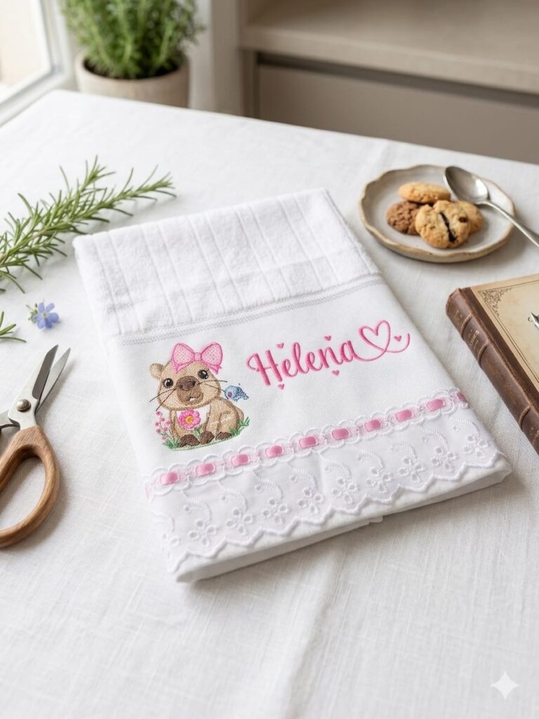 Toalha bordada personalizada Belo Ponto Bordados